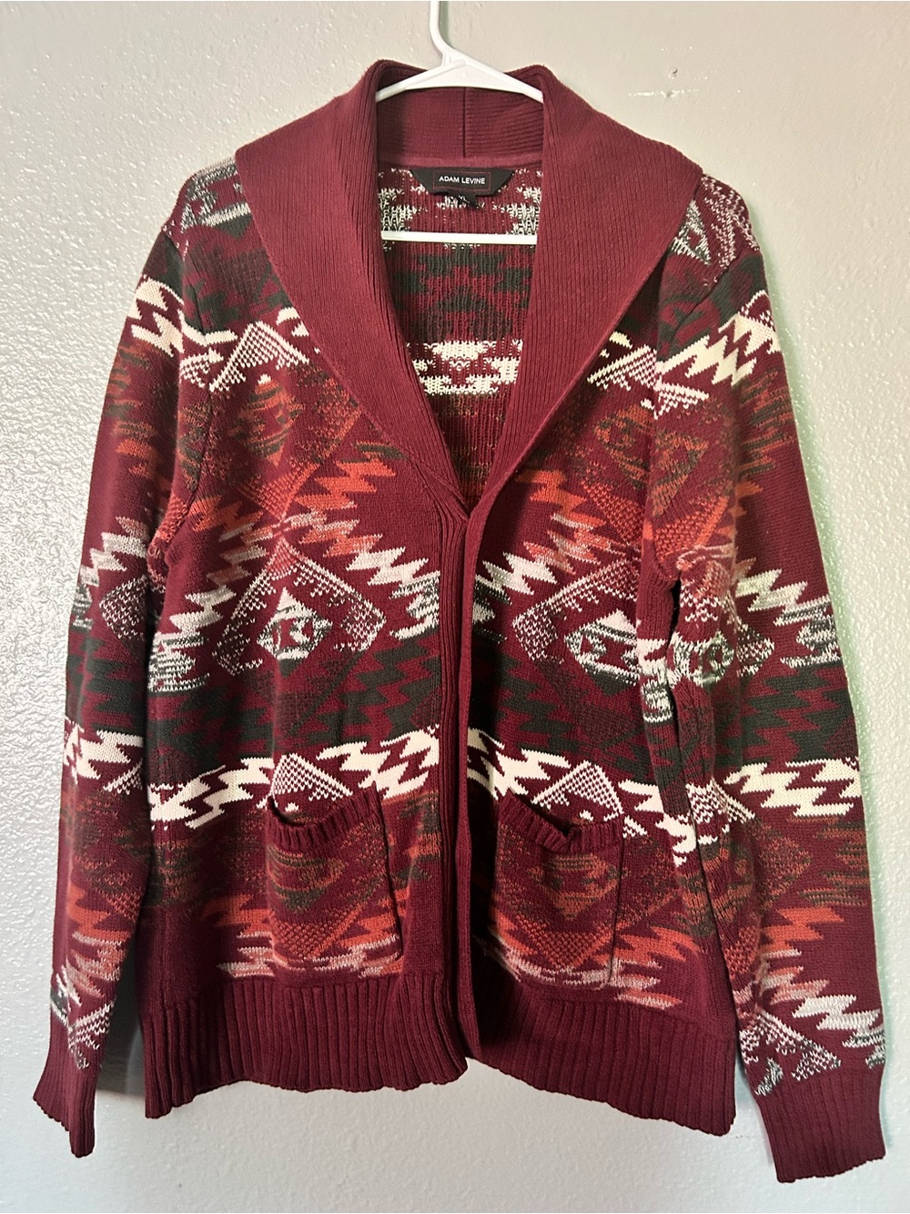 Adam Levine Collection Southwestern Aztec Print Shawl Collar Cardigan Sweater
